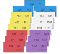 Nezyo Bloc Numéroté Double 1-1500 pour Salon Exposition Événement, Coloré | Tickets de Tombola avec Souche Détachable, Étiquettes de Vestiaire Prédécoupés, Billets d'Entrée, Raffle Tickets pour Fête
