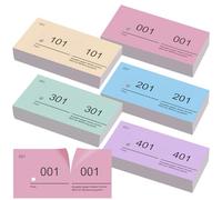 Nezyo Blocs Numérotés de Paquet de 5 Blocs Vendeurs 100 Feuillets Numérotés de 1 à 500 Doubles Numérotés Billet Vestiaire 10 cm X 5 cm pour Kermesse, Loterie(Couleur Simple,5)