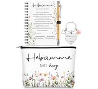 Nezyo Cadeau pour Sage-Femme Inclure Sac Carnet Porte-Clés Stylo à Bille Cadeau de Remerciement pour Sage-Femme Merci Adieu Naissance Midwife Noël