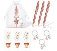 Nezyo Cadeaux Maitresse d'École Fin d'Année Porte Clef Gravé en Français Stylo à Bille Carte Merci Idee Cadeau pour Enseignants Scolaire Professeur ATSEM(3 Sets,Merci pour tout)