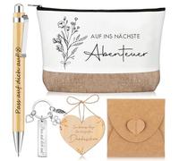 Nezyo Coffrets Cadeaux pour Collègues avec Trousse de Maquillage Inspirante Prends Soin de Toi Porte Clés Stylo à Bille Carte d'amour en Bois Retraite Changement de Poste Cadeau d'Adieu Petite Amie