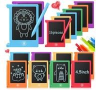 Nezyo Lot de 16 mini tablettes d'écriture LCD de 11,4 cm pour enfants, tableau à gribouiller électronique, tablette à dessin coloré, bloc-notes effaçable, réutilisable, cadeau d'apprentissage pour