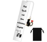 Nezyo Marque-Pages en Métal avec Chats pour Amateurs de Livres Cadeau pour Étudiants Enseignants Marqueur de Page pour Amateurs de Lecture Marque-Page Inspirant(Viel Spaß mit dem nächsten Kapitel)