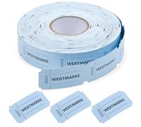 Nezyo Rouleau de Jetons 1000 Feuilles de Jetons Perforés Rouleau de Bons Alimentation à Numéro Consécutif Boissons de Marque Rouleau Jetons de Démolition pour Magasins Bar Mariage(Bleu,Wertmarke)
