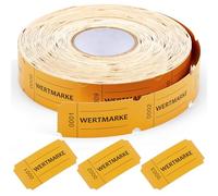 Nezyo Rouleau de Jetons 1000 Feuilles de Jetons Perforés Rouleau de Bons Alimentation à Numéro Consécutif Boissons de Marque Rouleau Jetons de Démolition pour Magasins Bar Mariage(Jaune,Jeton)