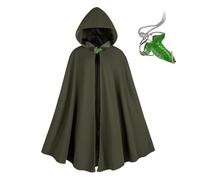 NFAOEGJ Cape Renaissance avec capuche à feuille verte elfe, vêtement médiéval, unisexe, pour Halloween, médiéval, hobbit (vert)