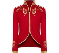 NFAOEGJ Costume de prince pour homme, manteau de frack steampunk, veste blazer gothique, médiéval, victorien, rétro, vêtements pour Halloween et cosplay, rouge, taille 3XL