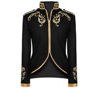 NFAOEGJ Costume de prince pour homme, manteau de frack steampunk, veste blazer gothique, médiéval, victorien, rétro, vêtements pour Halloween et cosplay, noir, taille S