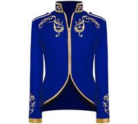 NFAOEGJ Costume de prince pour homme, manteau de frack steampunk, veste blazer gothique, médiéval, victorien, rétro, vêtements d'Halloween et de cosplay, bleu, taille XL