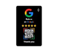 NFC Google Cartes d'évaluation - Préconfigurées pour une utilisation immédiate (noir + code QR)