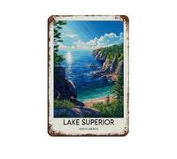 NFDVFHFRQ Poster en métal vintage Lake Superior pour pub, club, café, bar, maison, décoration murale, affiche rétro 20 x 30 cm