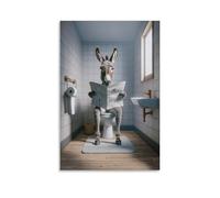NFDVFHFRQ Poster sur toile représentant un âne assis sur une salle de bain et lisant un journal - Décoration murale pour salon, chambre à coucher - 30 x 45 cm