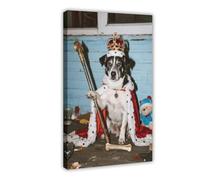 NFDVFHFRQ Poster sur toile The Stray Dog portant une couronne (2) - Décoration de chambre à coucher, bureau, chambre - Cadeau 30 x 45 cm