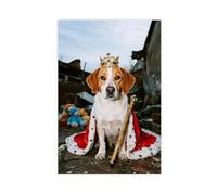 NFDVFHFRQ Poster sur toile The Stray Dog portant une couronne - Décoration de chambre à coucher, bureau, chambre - Cadeau - 30 x 45 cm