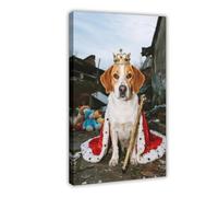 NFDVFHFRQ Poster sur toile The Stray Dog portant une couronne - Décoration de chambre à coucher, bureau, chambre - Cadeau - 50 x 75 cm