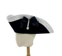 NFEKLFI Chapeau Tricorn Chapeau triangulaire noir vintage for adulte, accessoire de taille tête 56 à 58 cm, chapeau pirate, cosplay, théâtre musical(Black+white)