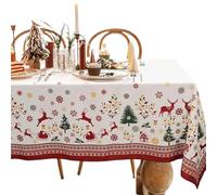 NFEKLFI Nappe de noël Winter Snowflake Waterproof Tablecloth Home Party Table Decor Xmas Tree Rectangle Cloth Navidad Decorations(Color 1,140x280cm)