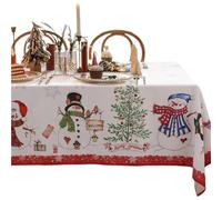 NFEKLFI Nappe de noël Winter Snowflake Waterproof Tablecloth Home Party Table Decor Xmas Tree Rectangle Cloth Navidad Decorations(Color 2,100x160cm)