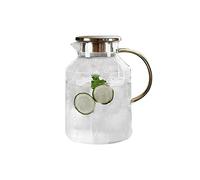 Nff Carafe en Verre, Carafe À Eau Grande Capacité 2L avec Couvercle Carafe en Verre Résistant À La Chaleur Adaptée Aux Boissons, Eau, Lait (Size : 2L)