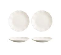 Nff Ensemble De 2 Assiettes À Dîner, 10 Pouces, Grande Assiette De Service En Dentelle Blanche En Céramique For Steak, Salade, Pâtes, Va Au Lave-vaisselle(10 inch)