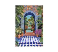 NFFBGFD Majorelle Garden Maroc Voyage Art Impression sur toile Poster Art mural Tableaux 60 x 90 cm