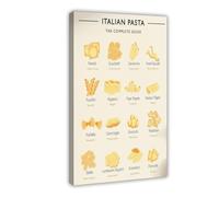 NFFBGFD Poster de cuisine italienne, guide des pâtes sur toile, art mural, impression sur toile, 30 x 45 cm