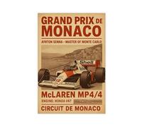 NFFNPIJ Poster vintage Ayrton Senna Monaco Grand Prix sur toile Décoration de chambre à coucher Cadeau 30 x 45 cm