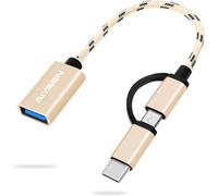 NFGR-2 En 1 Adaptateur Usb C/Micro Vers Usb, Usb C Vers Usb 3.0, Câble Adaptateur Usb Vers Android Otg Compatible Avec Macbook Pro Android Google Samsung Et Plus, Twist Or