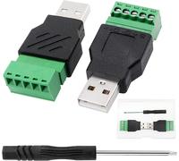 NFGR-2 Pièces Usb 2.0 A À Vis Mâle Vers 5 Broches Femelles À Visser, Connecteur De Terminal Usb Adaptateur De Terminal