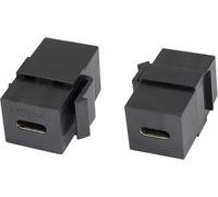 NFGR-3.1 Usb C Jack Keystone Adaptateur Type C Usb 3.1 Femelle À Femelle Keystone Insert Coupleur Adaptateur Pour Plaque Murale Panneau De Sortie(Noir/2 Pack)