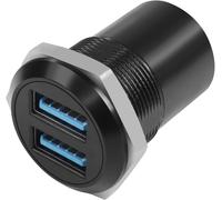 NFGR-Adaptateur De Fixation Double Usb3.0 Fileté Usb3.0 2 Femelles Vers 2 Femelles Connecteur Rond 2 Ports Usb 3.0 Convertisseur De Données Prise De Montage.Max 5Gbps 5V 2A Pour Transfert De