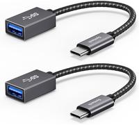 NFGR-Lot De 2 Adaptateurs Usbc Vers Usb3.0, Usb De Type C Vers Usb, Thunderbolt 3 Vers Usbfemelle, Câble Otg Compatible Avec Iphone 15 Pro Max, Macbook Pro, Air Et Bien Plus Encore Gris Sidéré
