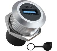 NFGR-Usb 3.0 Vers Prise Panneau, Adaptateur De Fixation Fileté Intégré 5 Gbps Usb3.0 Femelle, Support Encastré Usb Pour Voiture Avec Capuchon Étanche, Convertisseur De Prise Ronde