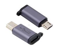 NFHK 2 pcs/lot USB-C USB2.0 Type C Femelle à Micro Mini USB Mâle Adaptateur D'alimentation 480Mbps Données avec Chaîne Trous