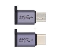 NFHK 2 pcs/lot USB2.0 Micro Femelle à Mini USB Type-C USB-C Mâle Adaptateur D'alimentation 480Mbps Données avec Chaîne Trous