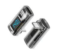 NFHK Adaptateur transparent Type-C Smart LED Display USB-C mâle vers femelle Adaptateur d'extension USB 4.0 40 Gbps 140 W coudé vers le haut et vers le bas 90 degrés Surveillance de la tension