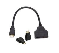 NFHK Câble adaptateur répartiteur HDMI vers double HDMI femelle Y avec adaptateur micro mini HDMI
