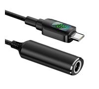 NFHK Câble d'alimentation DC Jack 7,4 x 5,0 mm vers USB-C Type-C, 140 W, affichage LED intelligent, charge pour ordinateur portable, téléphone, PD9 V/5 V/20 V/7 A