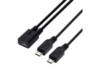 NFHK Câble d'extension répartiteur micro USB femelle vers 2 micro USB mâles pour Galaxy S5 i9600 S4 I9500 Note2 N7100 S3 I9300 S2 9100