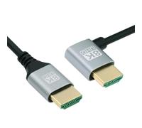 NFHK Câble HDMI 2.1 HDTV ultra fin 8K 4K Hyper Super Flexible Slim Cordon coudé à 90 degrés Type-A mâle vers mâle pour ordinateur HDTV 100 cm