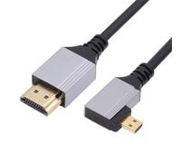 NFHK Câble HDTV Micro HDMI 2.1 Ultra Fin coudé à 90 degrés vers la gauche 8K 4K Hyper Super Flexible Slim Cord Type-A to Type-D for Camera HDTV 50cm