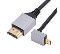 NFHK Câble HDTV Micro HDMI 2.1 Ultra Fin coudé à 90 degrés vers le bas 8K 4K Hyper Super Flexible Slim Cord Type-A to Type-D for Camera HDTV 50cm