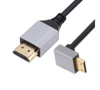 NFHK Câble HDTV ultra fin Mini HDMI 2.1 90 degrés incliné vers le haut 8K 4K Hyper Super Flexible Slim Cord Type-A to Type-C pour Caméra HDTV 50cm
