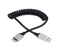NFHK Câble USB 3.0 Type-A mâle vers Micro-USB3.0 mâle câble spiralé extensible rallonge de 100 cm 5 Gbit/s pour disque téléphone appareil photo données
