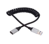 NFHK Câble USB 3.0 Type-A mâle vers USB-C Type-C femelle câble spiralé extensible rallonge de 100 cm 5 Gbit/s pour disque téléphone appareil photo données