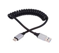 Nfhk Câble Usb 3.0 Type-A Mâle Vers Usb-C Type-C Mâle Câble Spiralé Extensible Rallonge De 100 Cm 5 Gbit/S Pour Disque Téléphone Appareil Photo Données[Z1004]