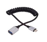 NFHK Câble USB-C Type-C Host vers USB3.0-A Femelle OTG Câble spiralé extensible Extension de 100 cm 5 Gbit/s pour disque Téléphone Appareil photo Données