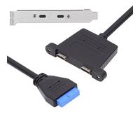 NFHK Carte mère OUSB3.0 19/20 broches vers USB-C Type-C double ports femelle PCI-E panneau arrière 5 Gbit/s