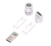 NFHK Connecteur USB 3.1 Type-C mâle à souder avec coque en alliage d'aluminium Argenté Personnalisation pour câble de 4,0 mm ~ 6,0 mm