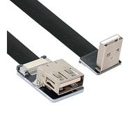 NFHK Down Angled USB 2.0 Type-A Male to Female Extension Data Flat Slim FPC Cable for FPV & Disk & Scanner & Printer 20cm